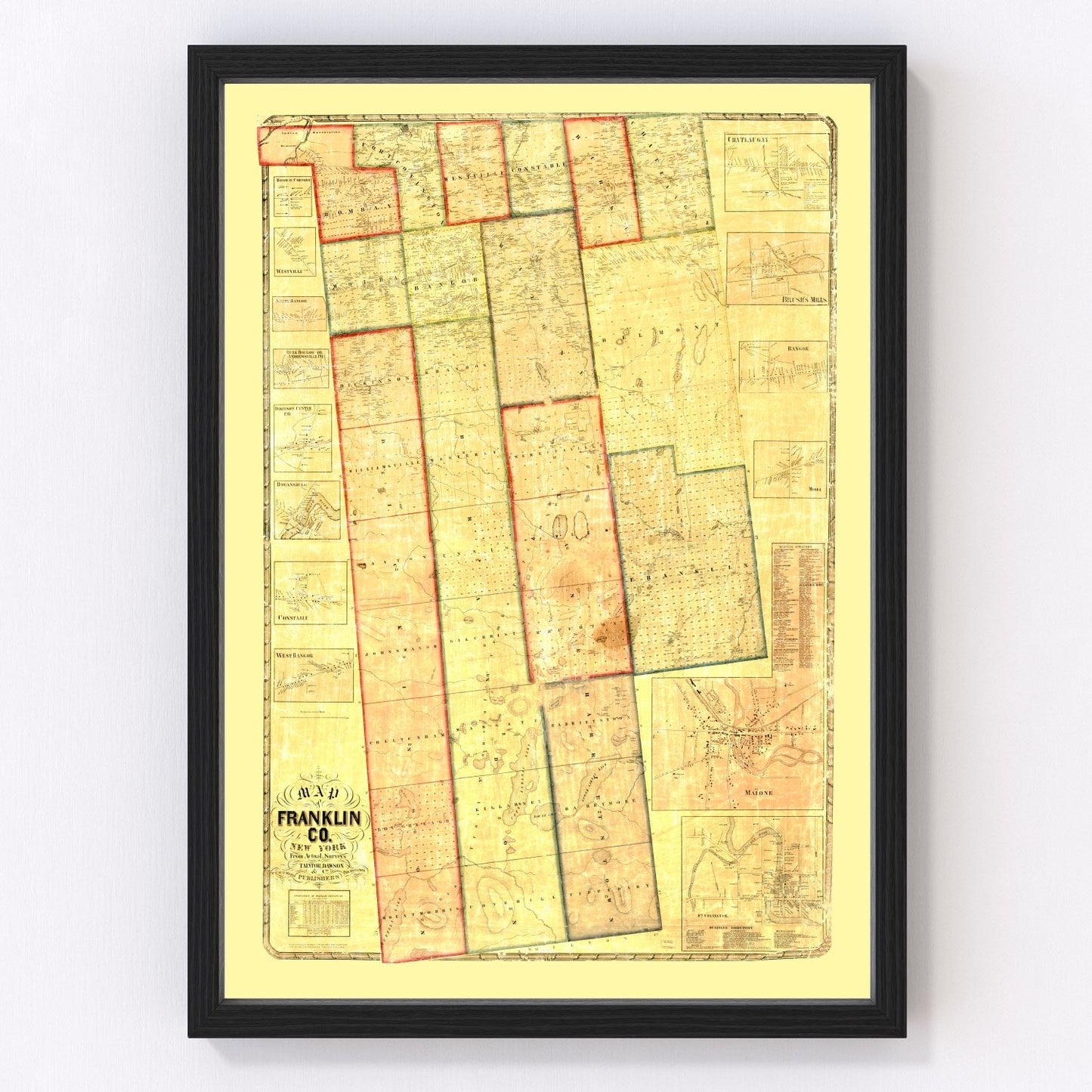 Vintage Map of Franklin County, New York 1858