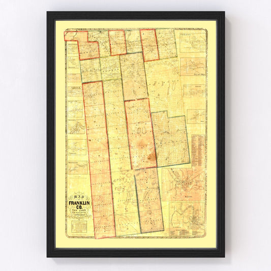 Vintage Map of Franklin County, New York 1858