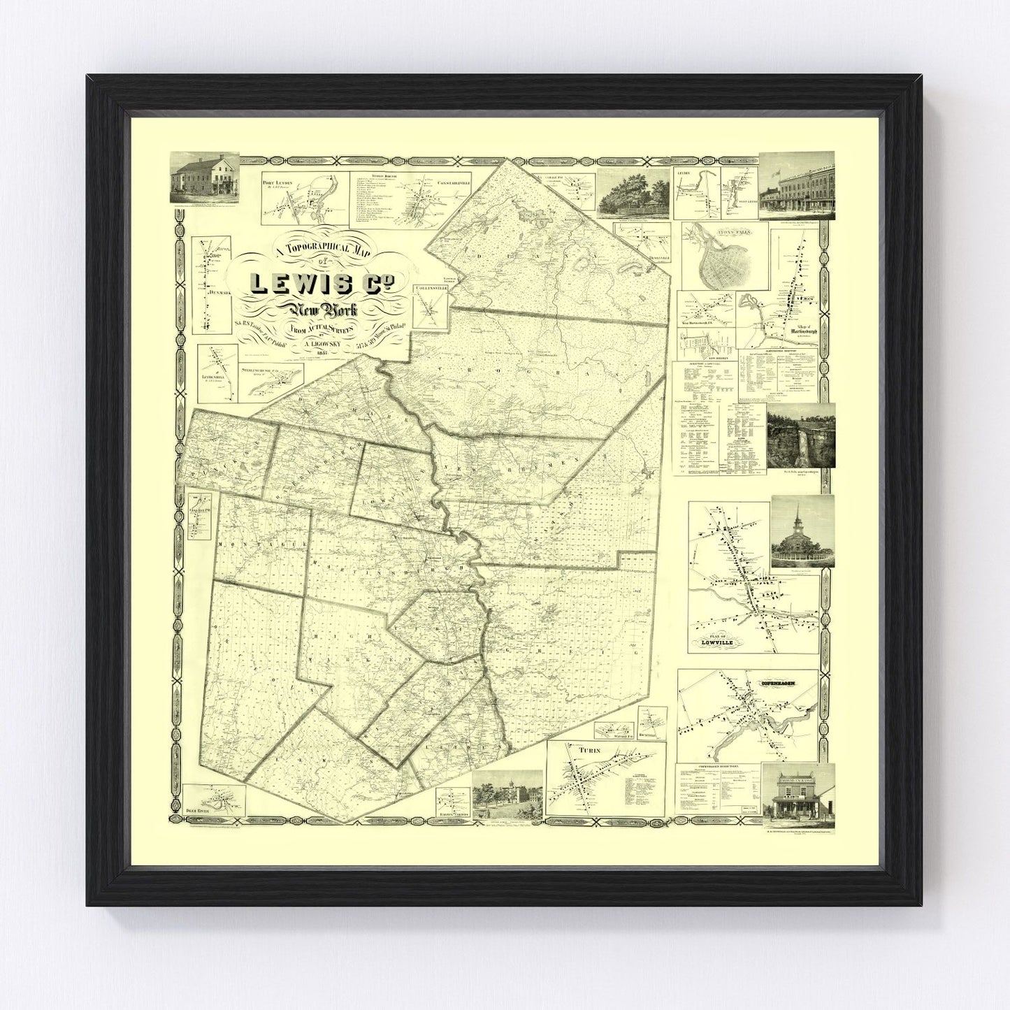 Vintage Map of Lewis County, New York 1857