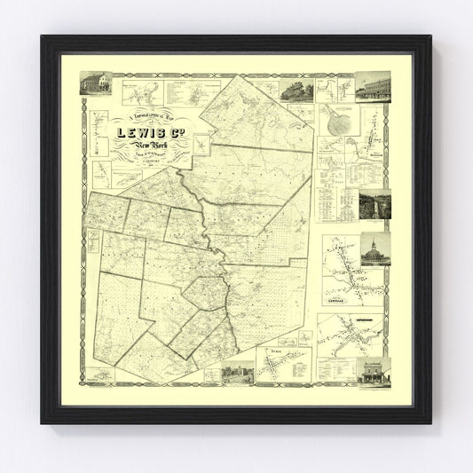 Vintage Map of Lewis County, New York 1857