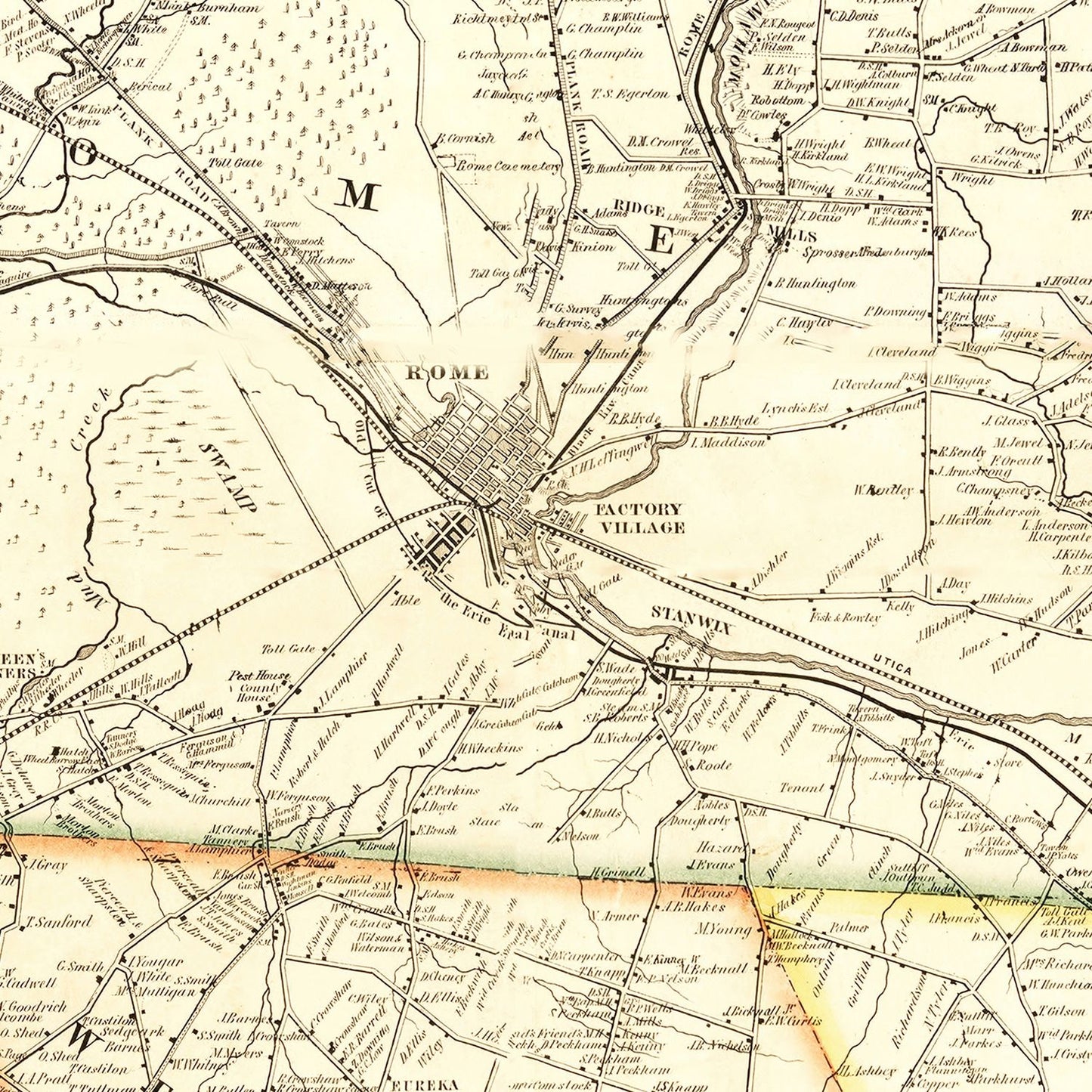 Vintage Map of Oneida County, New York 1852