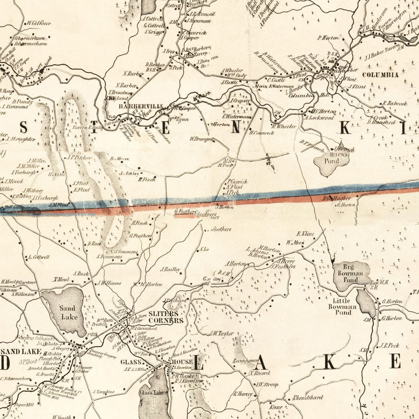 Vintage Map of Rensselaer County, New York 1854