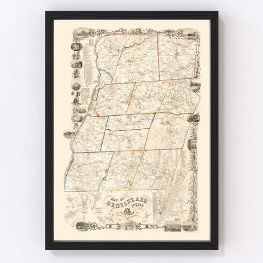 Vintage Map of Rensselaer County, New York 1854