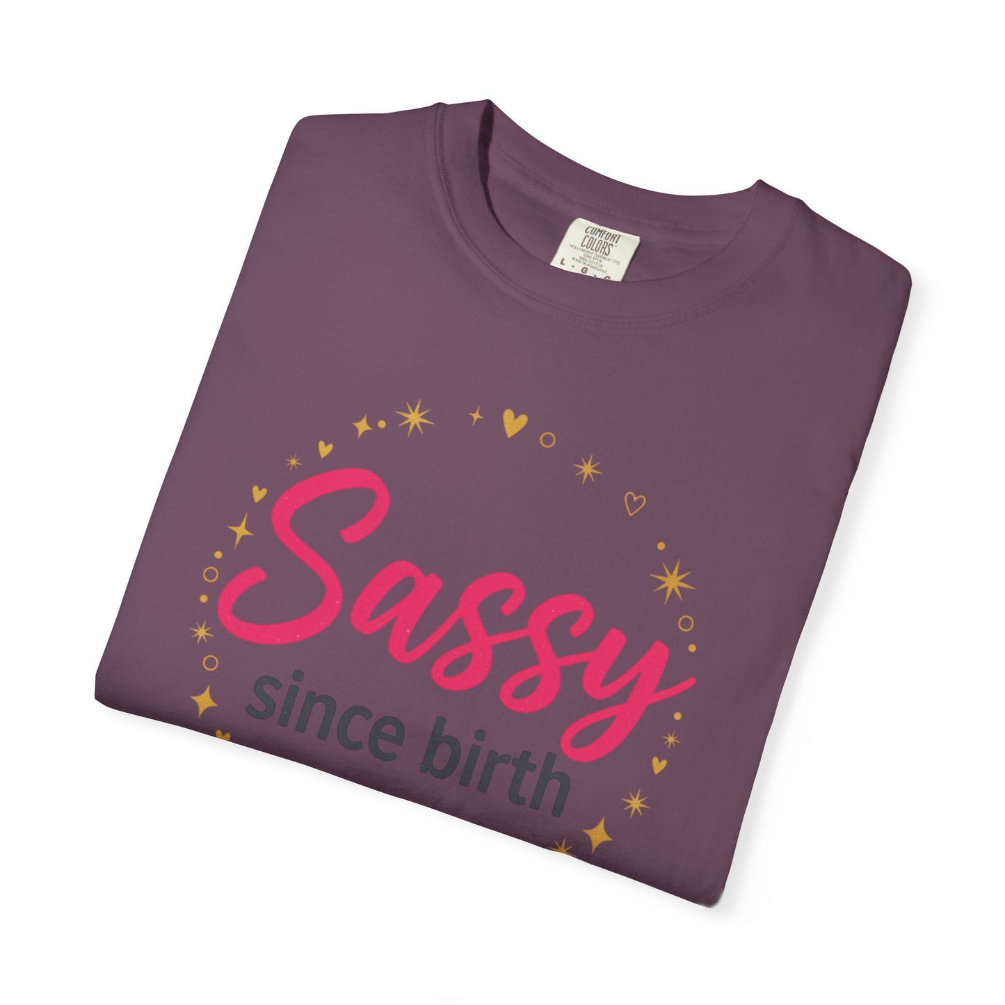 Sassy Since Birth T-Shirt | Pink, Gold Stars