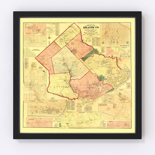 Vintage Map of Atlantic County, New Jersey 1872