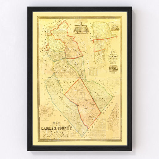 Vintage Map of Camden County, New Jersey 1857