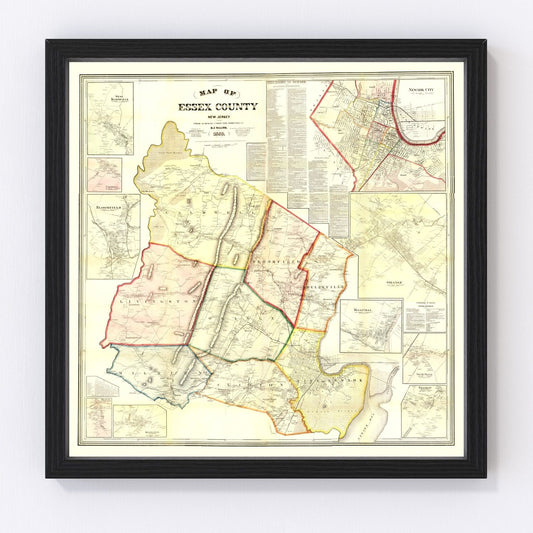 Vintage Map of Essex County, New Jersey 1859