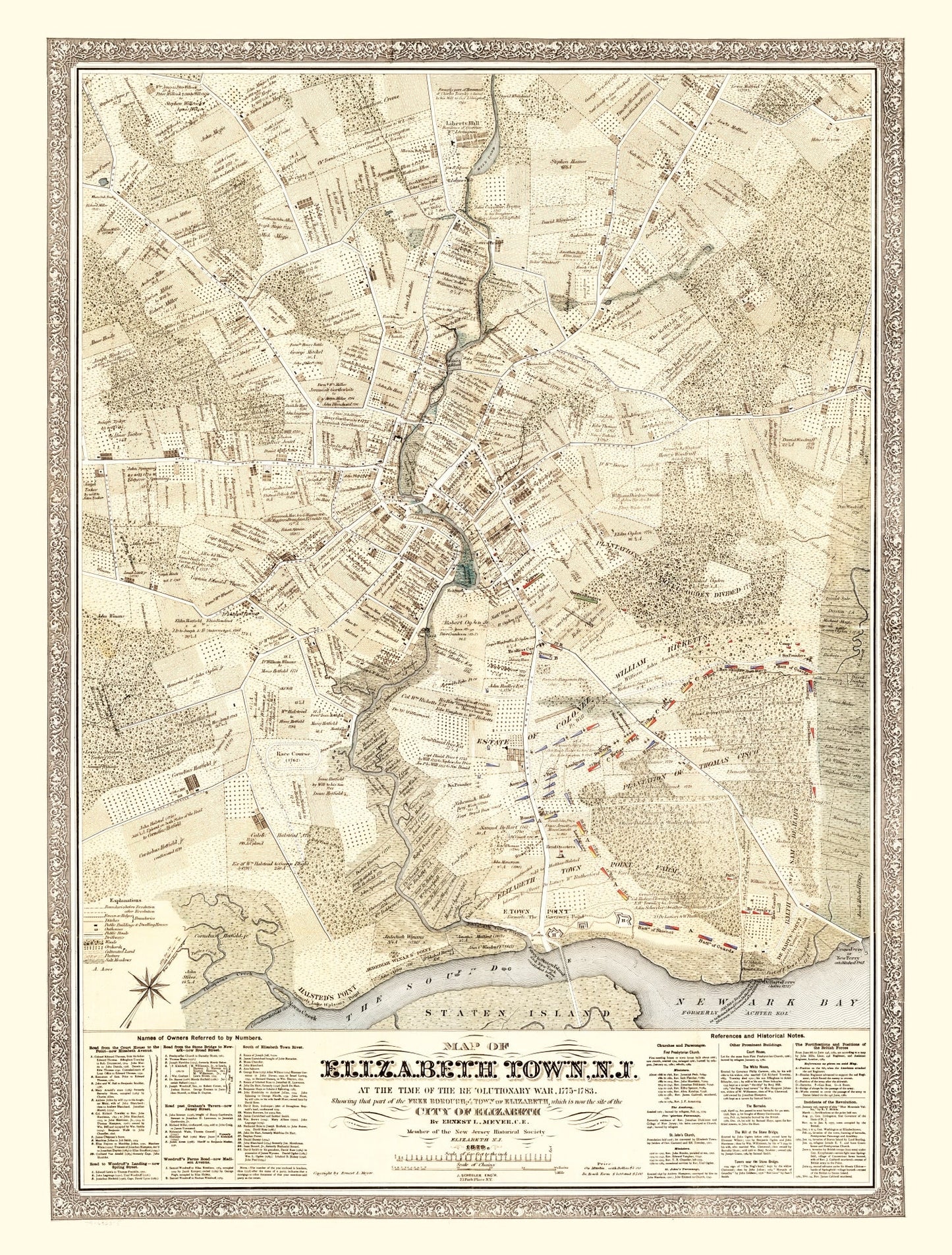 Vintage Map of Elizabethtown County, New Jersey 1775