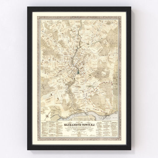 Vintage Map of Elizabethtown County, New Jersey 1775