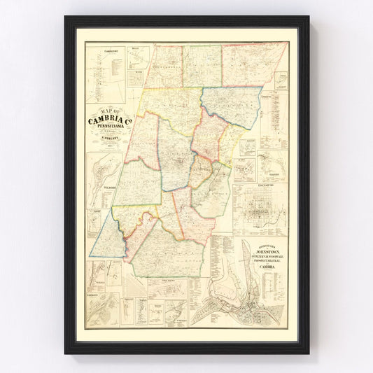 Vintage Map of Cambria County, Pennsylvania 1867