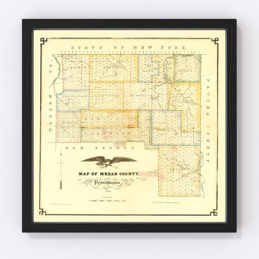 Vintage Map of M'Kean County, Pennsylvania 1857