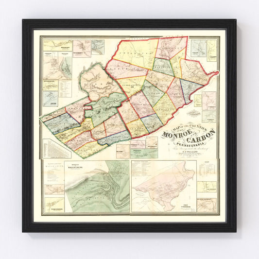 Vintage Map of Monroe County, Pennsylvania 1860