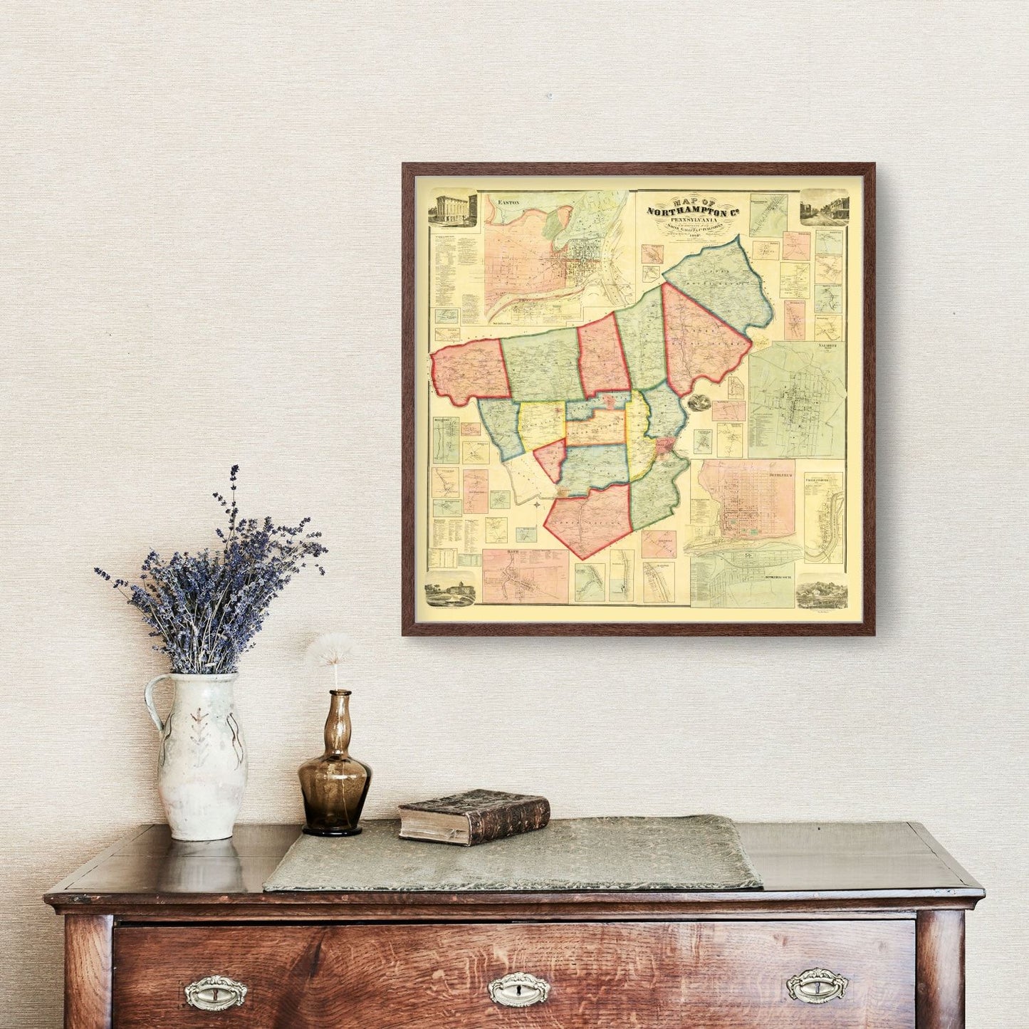 Vintage Map of Northampton County, Pennsylvania 1860