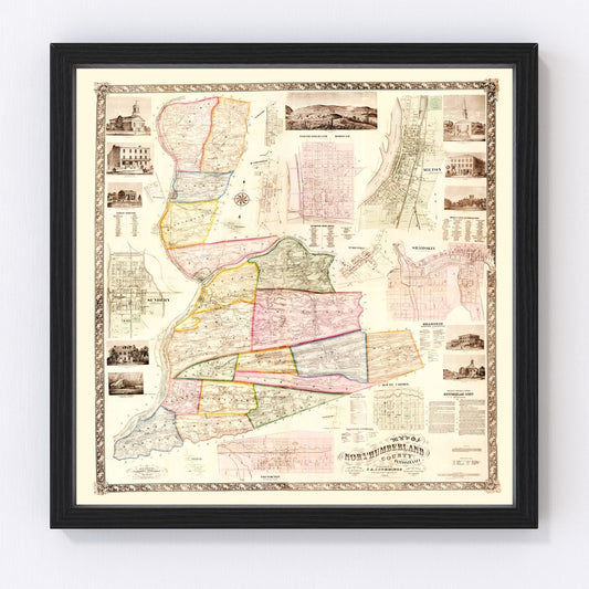 Vintage Map of Northumberland County, Pennsylvania 1858
