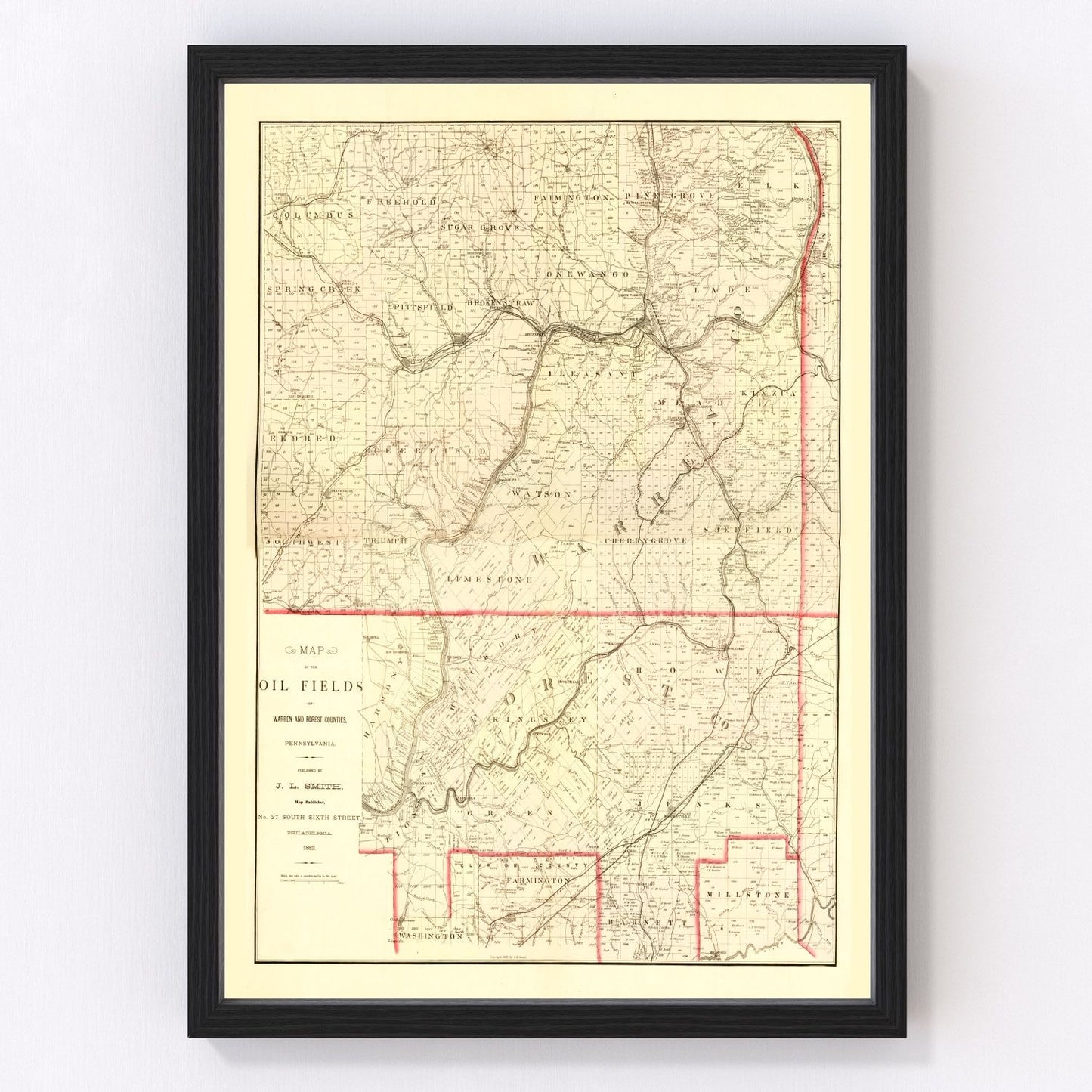 Vintage Map of Warren County, Pennsylvania 1882
