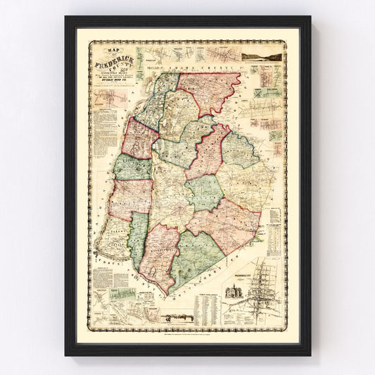 Vintage Map of Frederick County, Maryland 1858