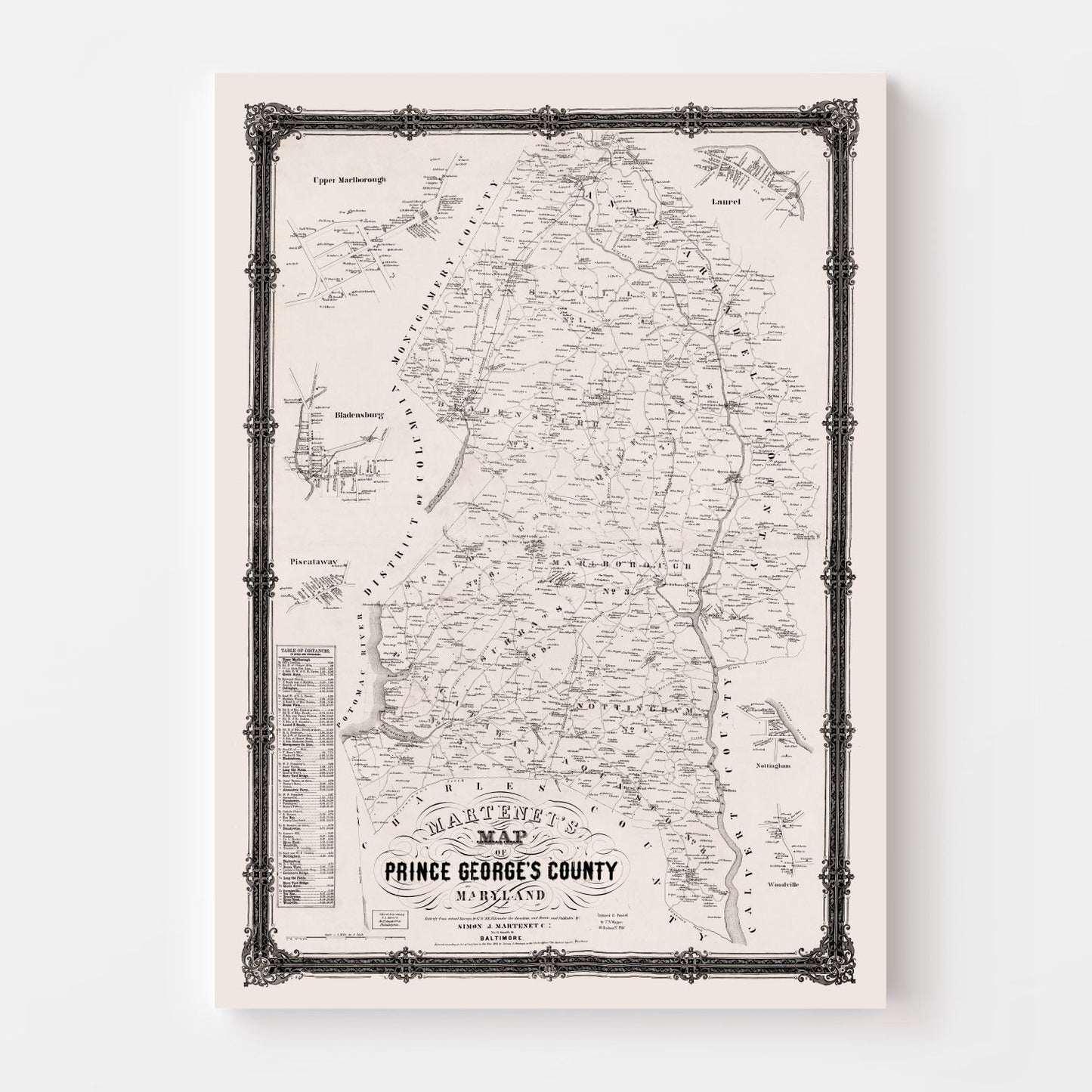 Vintage Map of Prince George County, Maryland 1861