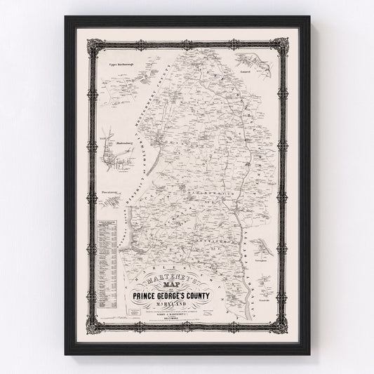 Vintage Map of Prince George County, Maryland 1861
