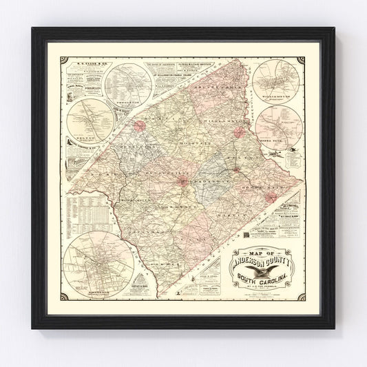Vintage Map of Anderson County, South Carolina 1897