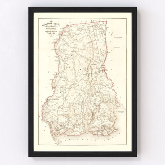Vintage Map of Beaufort County, South Carolina 1873