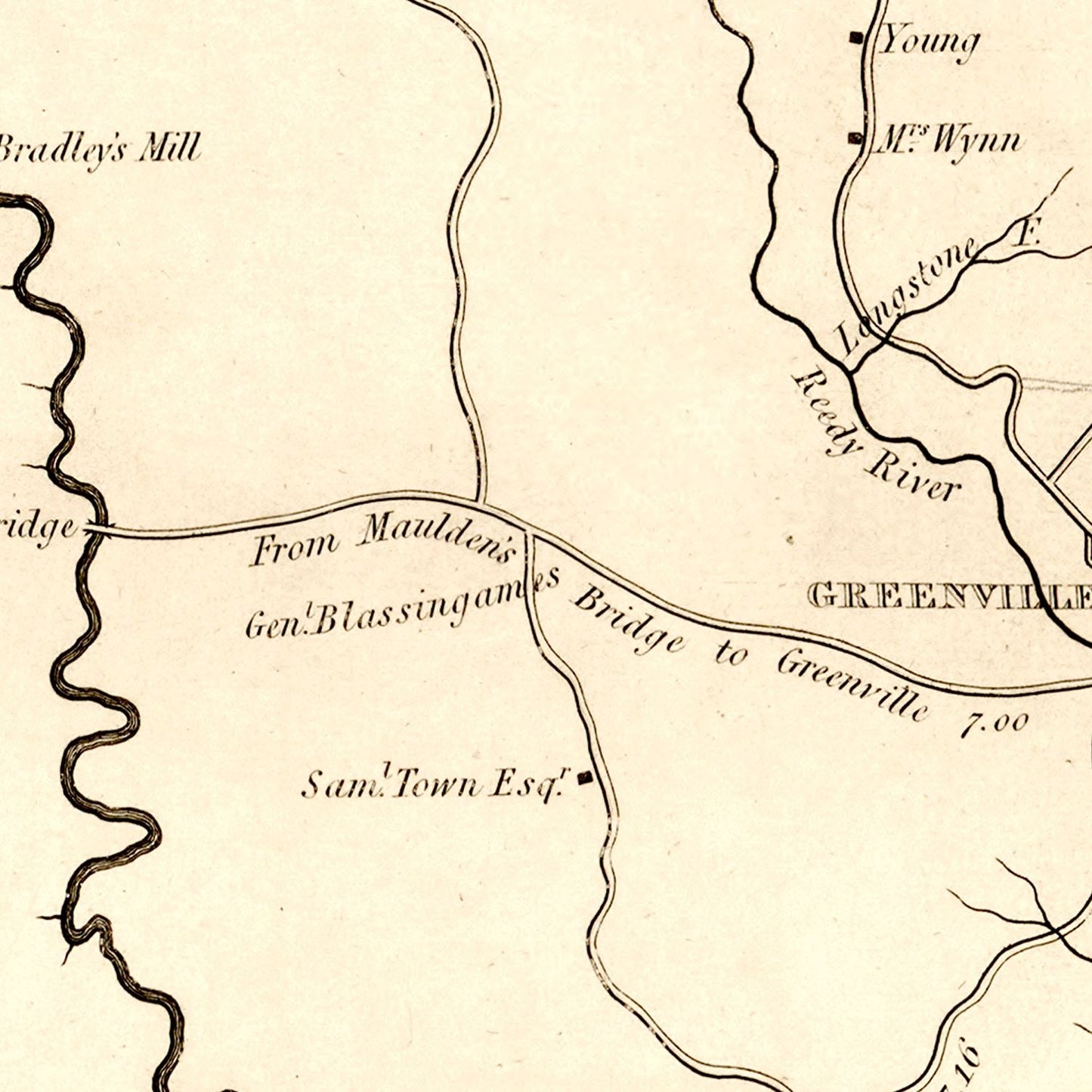 Vintage Map of Greenville District County, South Carolina 1825