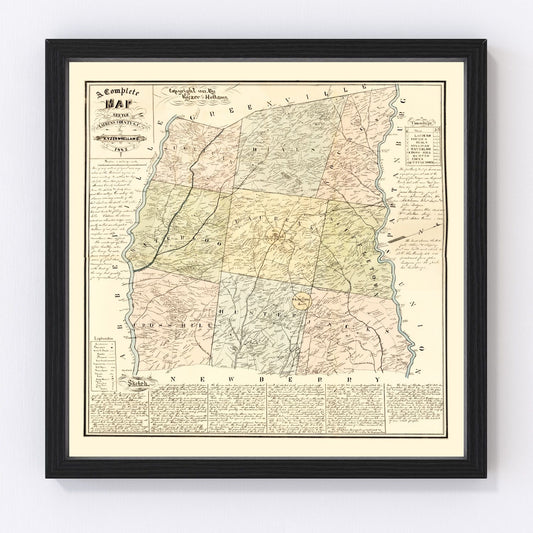 Vintage Map of Laurens County, South Carolina 1883