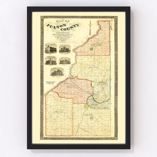 Vintage Map of Fulton County, Georgia 1872