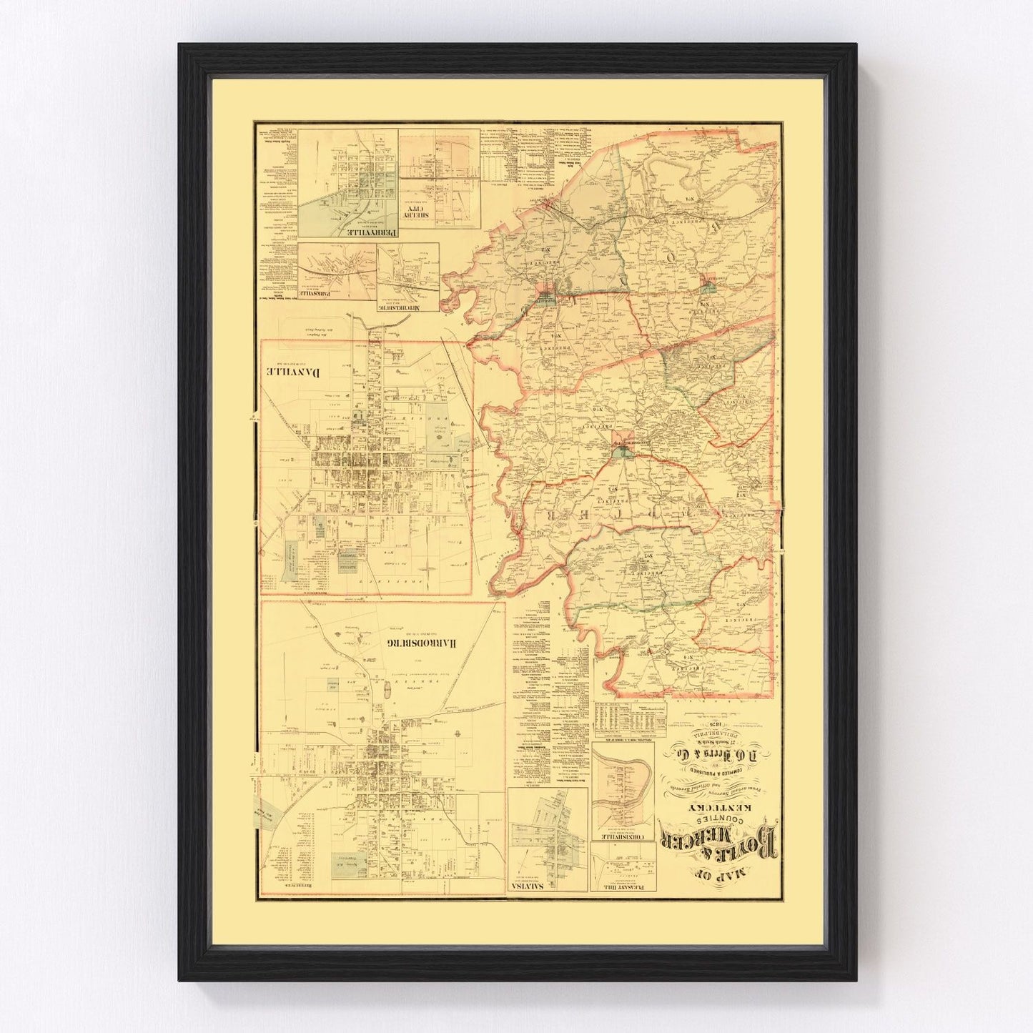 Vintage Map of Boyle County, Kentucky 1876