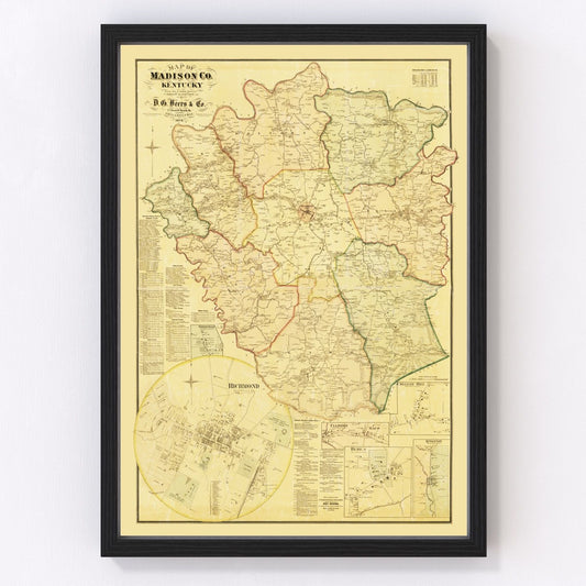 Vintage Map of Madison County, Kentucky 1876