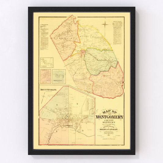Vintage Map of Montgomery County, Kentucky 1879