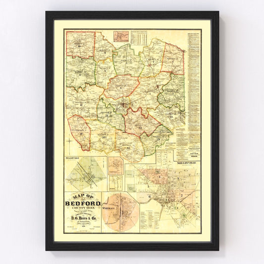 Vintage Map of Bedford County, Tennessee 1878
