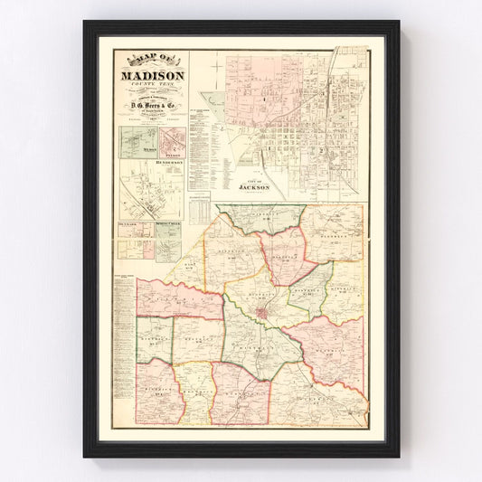 Vintage Map of Madison County, Tennessee 1877