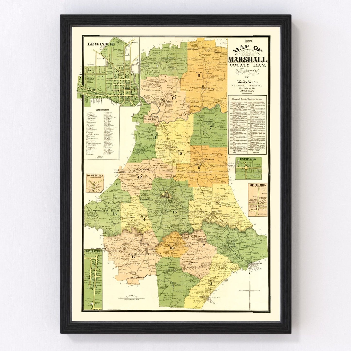 Vintage Map of Marshall County, Tennessee 1899