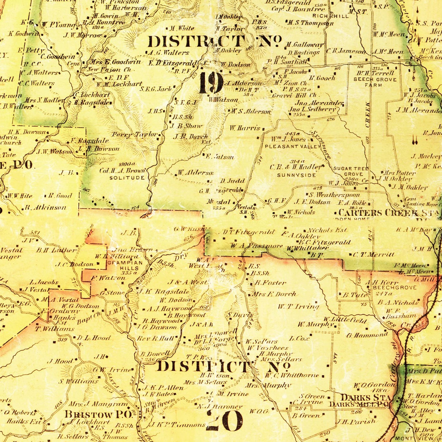 Vintage Map of Maury County, Tennessee 1878