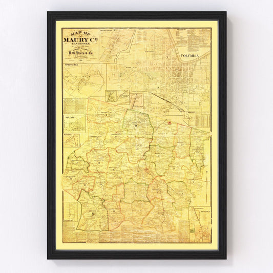 Vintage Map of Maury County, Tennessee 1878