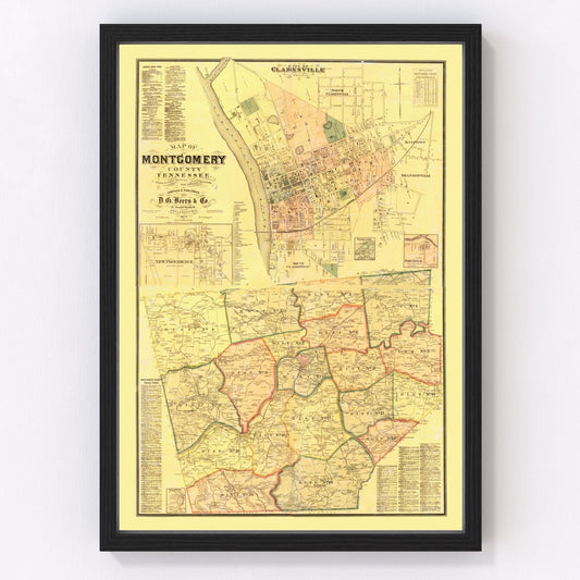 Vintage Map of Montgomery County, Tennessee 1877