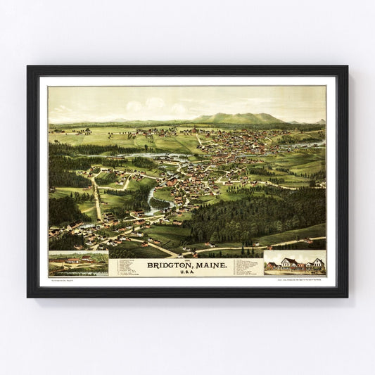 Vintage Map of Bridgton, Maine 1888
