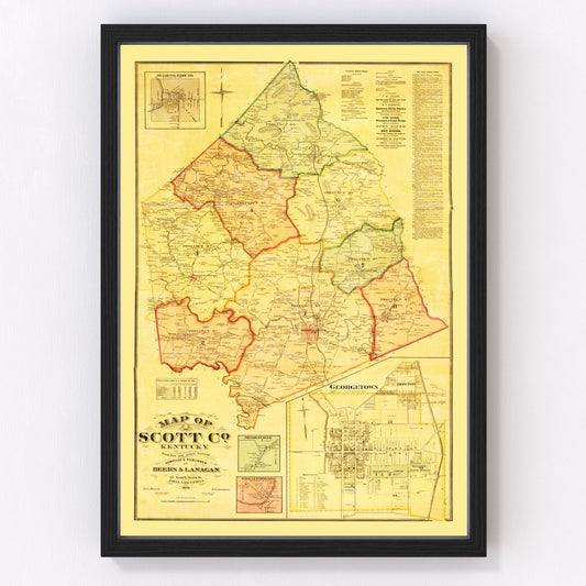 Vintage Map of Scott County, Kentucky 1879