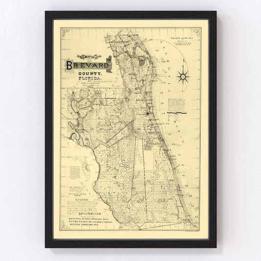 Vintage Map of Brevard County, Florida 1893