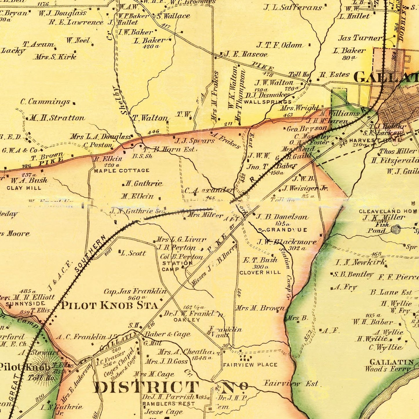Vintage Map of Sumner County, Tennessee 1878