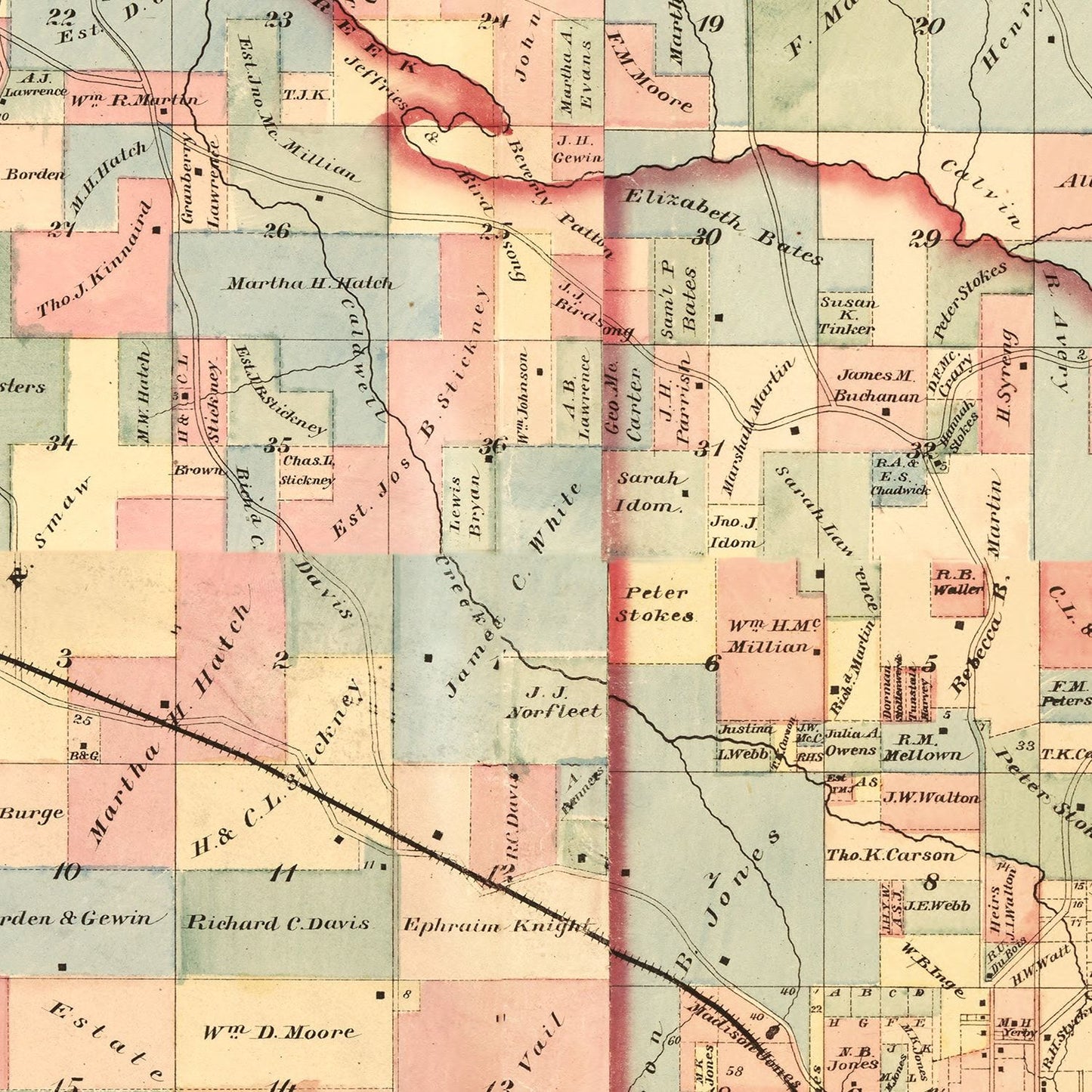 Vintage Map of Hale County, Alabama 1870