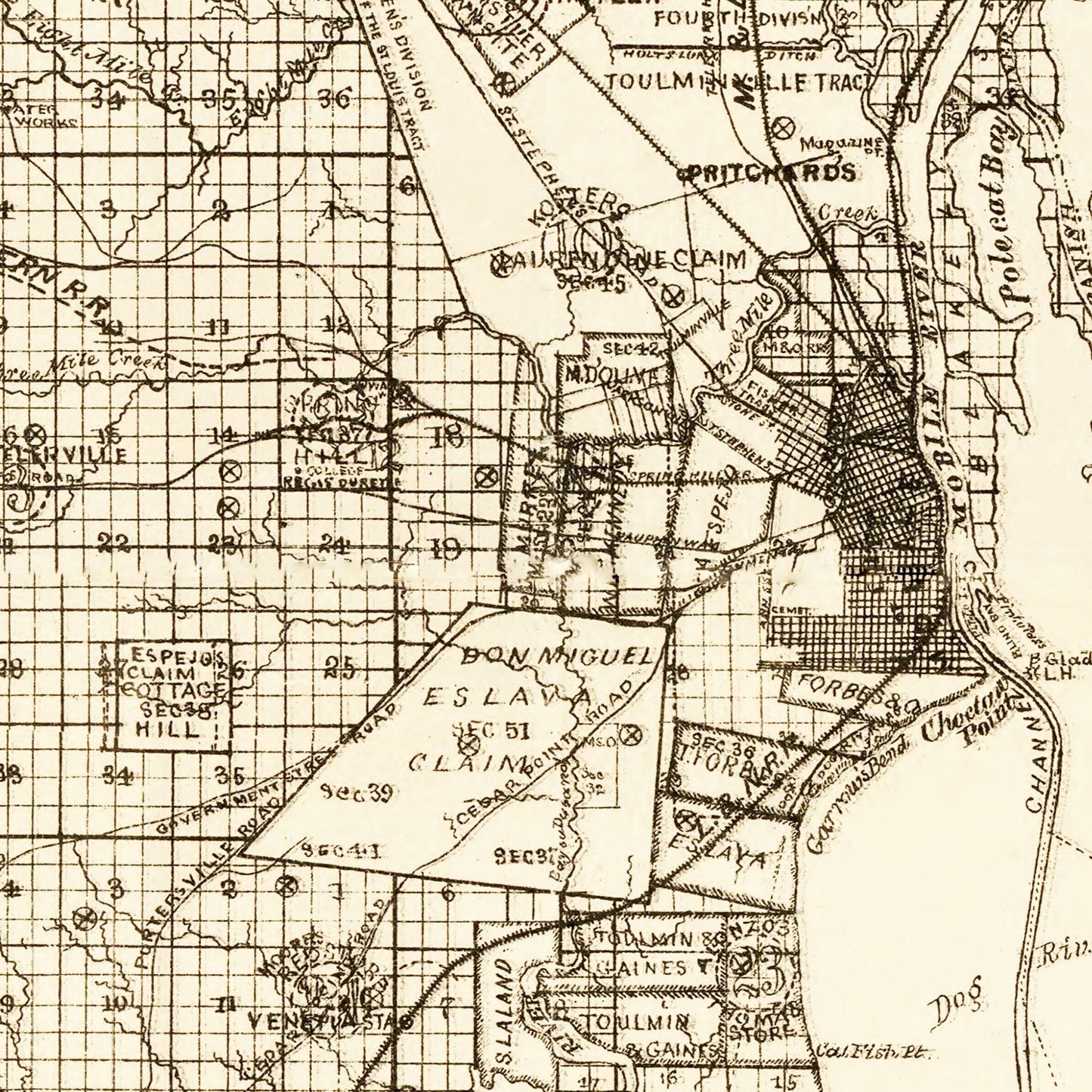 Vintage Map of Mobile County, Alabama 1895