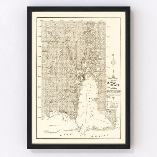 Vintage Map of Mobile County, Alabama 1895