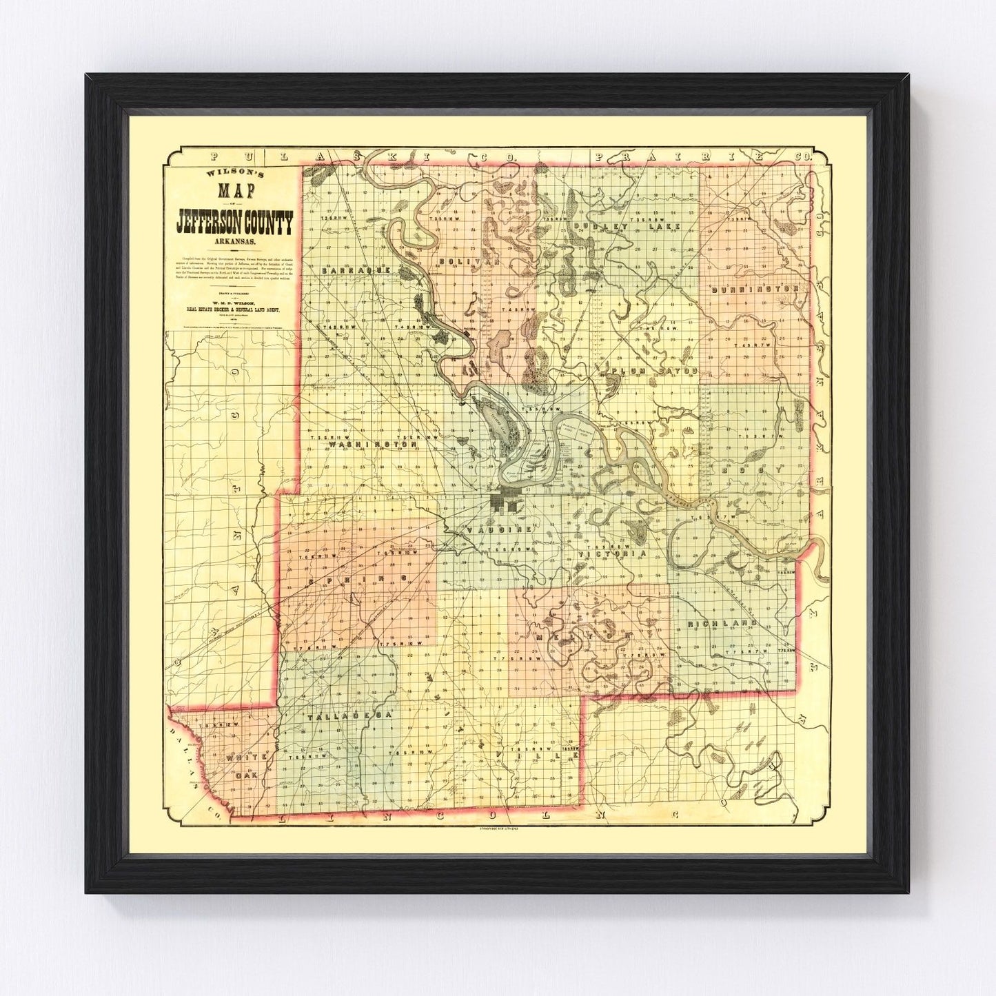 Vintage Map of Jefferson County, Arkansas 1872