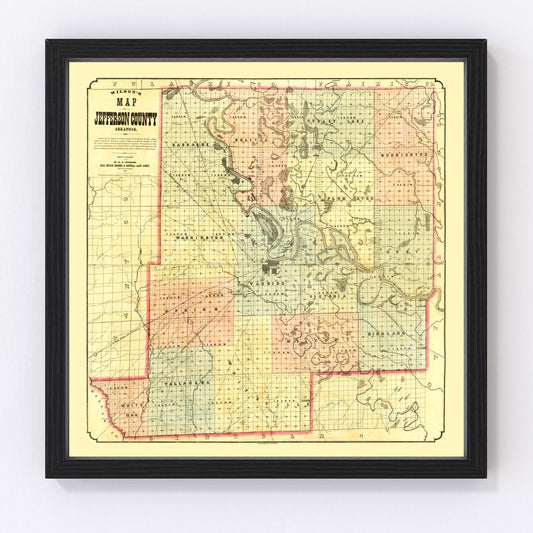 Vintage Map of Jefferson County, Arkansas 1872