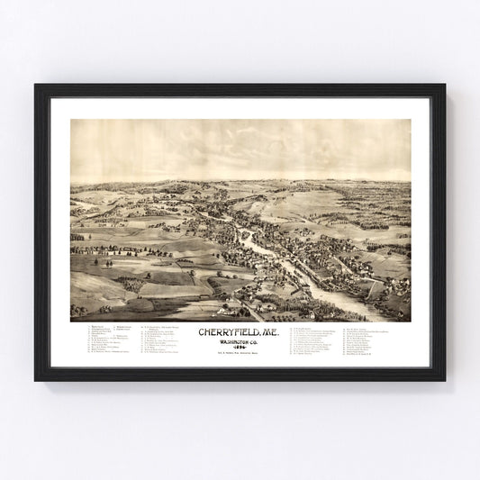 Vintage Map of Cherryfield, Maine 1896