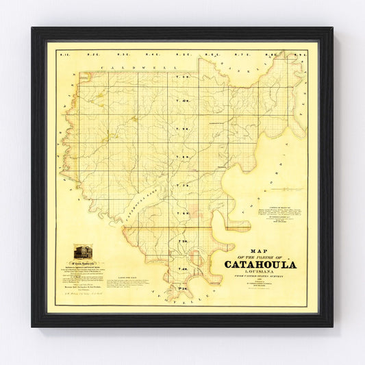 Vintage Map of Catahoula Parish, Louisiana 1860