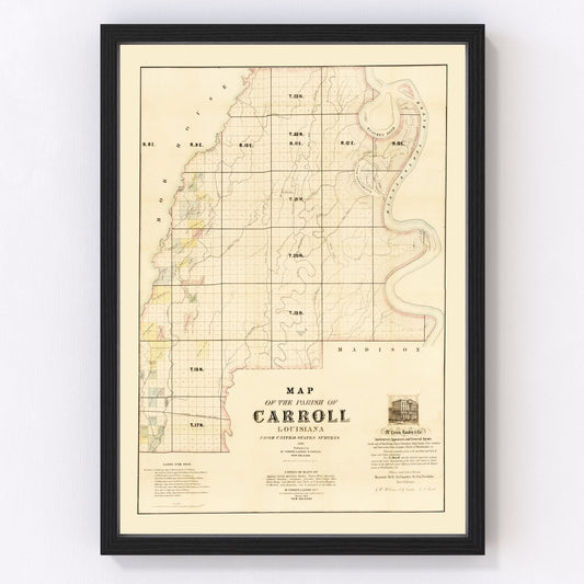 Vintage Map of Carroll Parish, Louisiana 1860