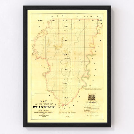Vintage Map of Franklin Parish, Louisiana 1860