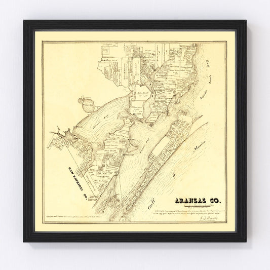 Vintage Map of Aransas County, Texas 1880